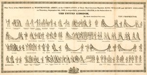 Udsigten over processionen i Westminster Abbey ved kroningen af kong William IV og dronning Adelaide af English School