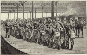 Frivilliggennemgangen: kunstnerkorpsets afgang fra Victoria banegård af English School