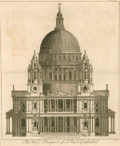Den vestlige udsigt til Cathedral of St Pauls, London af English School
