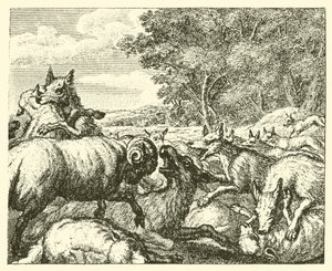 Ulvene og fårene (gravering) af English School