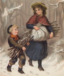 Skovmandens barn (chromolitho) af English School