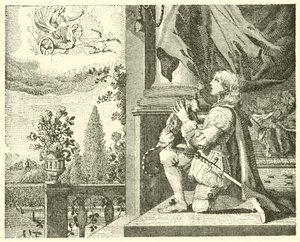 Den unge mand og hans kat (kobberstik) af English School