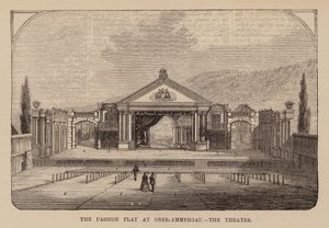 Teater for passionsspillet i Oberammergau, Bayern (kobberstik) af English School