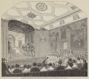 Teaterforestilling i Rubens Room, på Windsor Castle (gravering) af English School