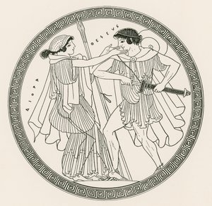 Theseus og Aithra af Hibron (kobberstik) af English School