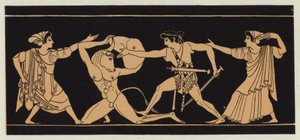 Theseus dræber minotauren (farvelitografi) af English School