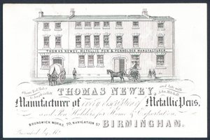 Thomas Newey, producent af metalliske kuglepenne, handelskort af English School
