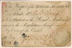 Adgangsbillet til Royal Academy, London af English School