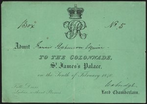 Billet til at optage én til Colonnaden af English School