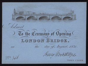 Billet til åbningen af London Bridge af English School