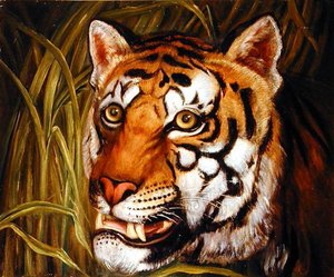 Tiger, tiger brænder lyst... (olie på lærred) af English School