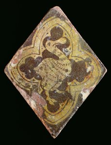 Flise forestillende et mytisk dyr, menes at være fra Hailes Abbey, Gloucestershire, tidligt 14. århundrede (lertøj) af English School