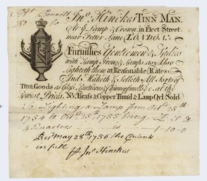 Blikmand, John Hinckes, handelskort af English School