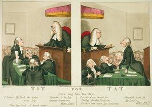 Tit for Tat, or Every Dog Has His Day, udgivet af Thomas McLean, London, 1827 af English School
