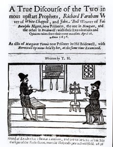 Titelside på A True Discourse of the Two Infamous Prophets, Richard Farnham, Weaver, of White-Chapel, og John Bull, Weaver, of Saint Botolphs, Algate af T.H 1636 af English School