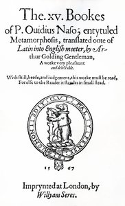 Titelside af XV bog af P. Ovidius Naso, med titlen Metamorphosis af English School