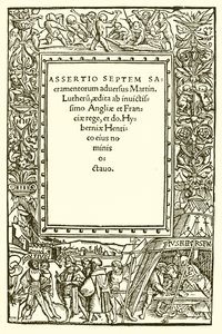 Titelblad til Henrik VIIIs bog mod Luther af English School