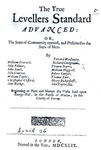 Titelsiden til The True Levellers Standard, udgivet 26. april 1649 af English School