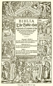 Titelblad til Bibelen fra 1535 af English School