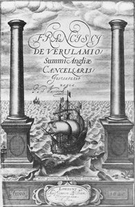 Titelside af den første udgave af Novum Organum af Sir Francis Bacon, 1620 af English School
