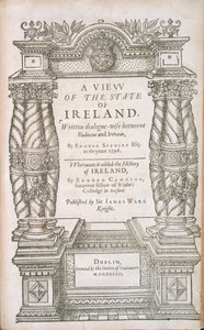 Titelblad til A View of the State of Irelande og The Historie of Irelande, 1633 af English School
