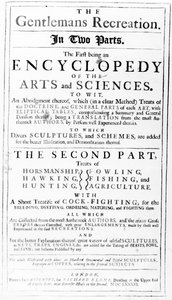 Titelblad til The Gentlemans Recreation udgivet af Richard Blome, 1686 af English School
