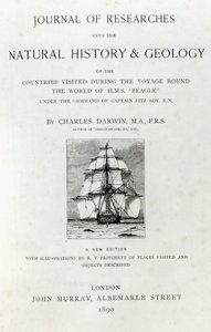 Titelblad til The Voyage of the Beagle af Charles Darwin, udgave udgivet i 1890 af English School