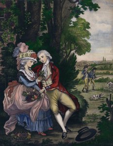 Tom Jones og Sophia Western, scene fra Henry Fieldings tegneserie The History of Tom Jones, a Foundling af English School