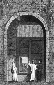Gravsten for den britiske ambassadør, Edward Barton (d.1597) over en klosterport på Princes Islands, fra Residence at Constantinople af Robert Walsh, 1836 af English School