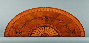 Top af et Demi-Lune bord, ca. 1775 (indlagt haretræ og satintræ) (se også 222396) af English School