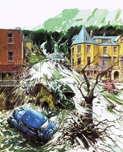 Torrent af terror i Lynmouth, Devon, august 1952 af English School