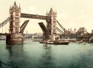 Tower Bridge, London (håndfarvet foto) af English School