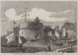 Francis I-tårnet i Havre, under nedrivning for at forbedre indgangen til havnen (gravering) af English School