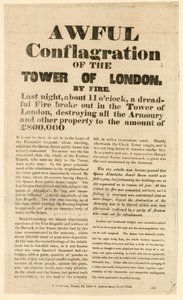 Tower of London Fire, 1841 af English School