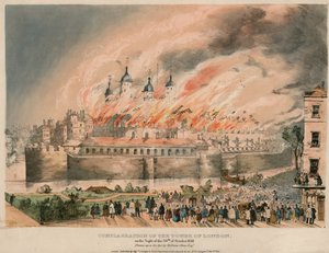 Tower of London Fire, 1841 af English School
