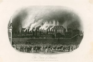 Tower of London Fire, 1841 af English School