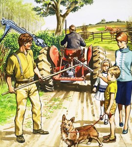 Traktorfører og plæneklipper af English School