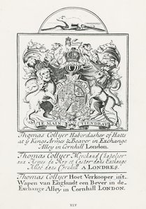 Byttekort til Thomas Collyer, Cornhill Haberdasher af English School