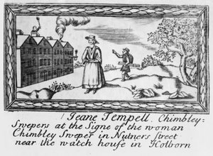 Handelskort af Jeanne Tempell, skorstensfejere af English School