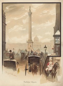Trafalgar Square, London (chromolitho) af English School