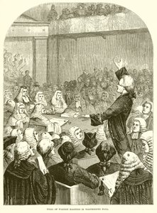 Trail of Warren Hastings i Westminster Hall af English School