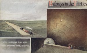 Zug überquert Chat Moss und Innenraum des Wapping-Tunnels, Liverpool