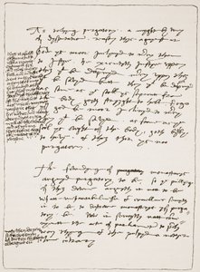 Afhandling af Latimer i hans egen håndskrift, der bestrider doktrinen om transsubstantiation, med marginale noter i Henry VIIIs skrift, fra The Church of England: A History for the People af H.D.M. Sp
