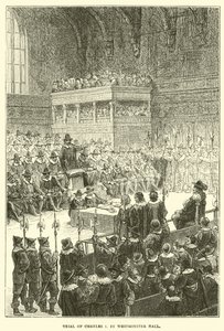 Retssagen mod Charles I i Westminster Hall af English School
