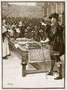 Trial of Charles, illustration fra Cassells Illustrated History of England (sepia foto) af English School