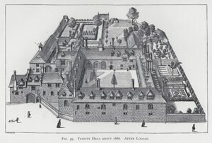 Trinity Hall omkring 1688, efter Loggan (gravering) af English School