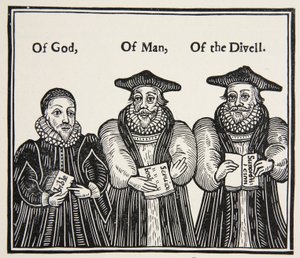 Triple Episcopacie, satire af det puritanske parti Laud og hofbiskopperne, fra en traktat fra 1641 af English School