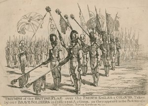 Triumph der britischen Flagge über die französischen Adler und Farben von English School