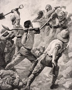 Tyrkiske og britiske soldater i hånd til hånd kamp på Gallipoli halvøen Tyrkiet 1915, fra 