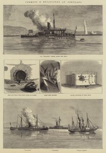 Turrets v Broadsides at Portland (gravering) af English School
